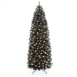Best Choice Products - 4.5ft Pre-Lit Artificial Christmas Tree, Holiday Pencil Tree w/ 100 Incandescent Lights, Base - Black