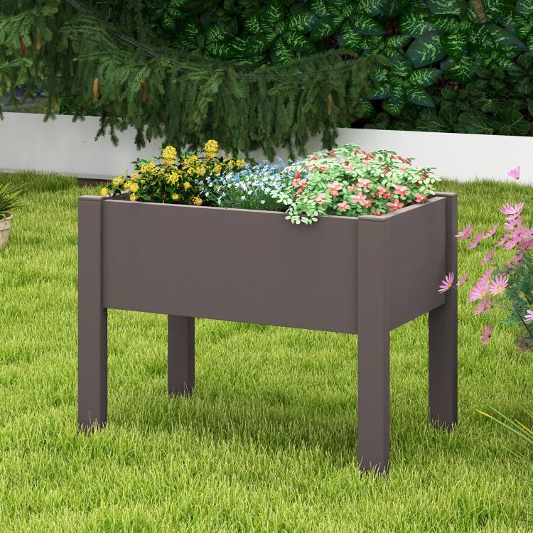 Angle. SlickBlue - Self-Watering Raised Planter Box Stand, 53L Capacity with Water Level Indicator - Coffee.