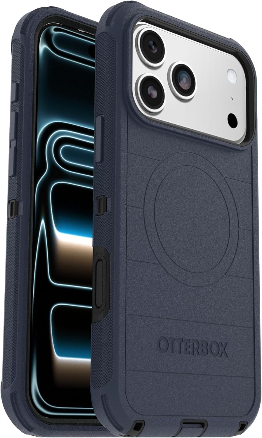 Alt View 5. OtterBox - OtterBox iPhone 18 Pro Max & iPhone 17 Pro Max (Only) - Defender Series Case - Holster Clip Included - Snaps on MagSafe - Vintage Indigo Dream (Blue & Black).
