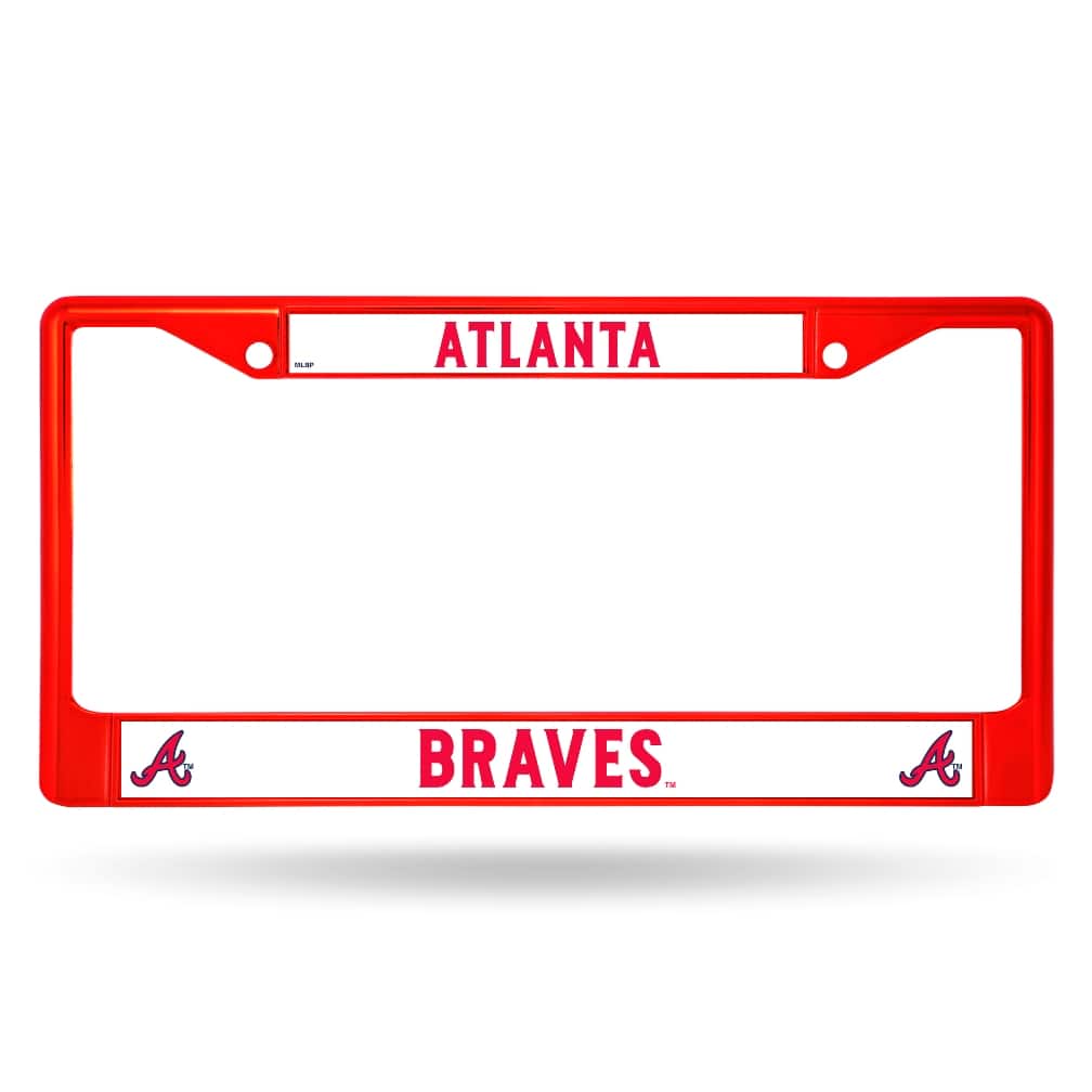 Rico Industries - Atlanta Braves MLB Licensed Red Painted Chrome Metal License Plate Frame - Multi