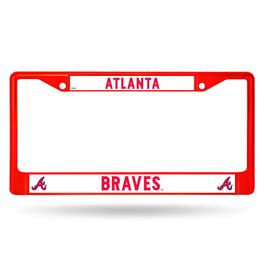 Rico Industries - Atlanta Braves MLB Licensed Red Painted Chrome Metal License Plate Frame - Multi