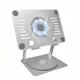 HongFei - Gaming Laptop Cooling Pad with 360° Rotation Base, Ergonomic Aluminum Stand, 3 Speed Fan, Adjustable Height - Silver
