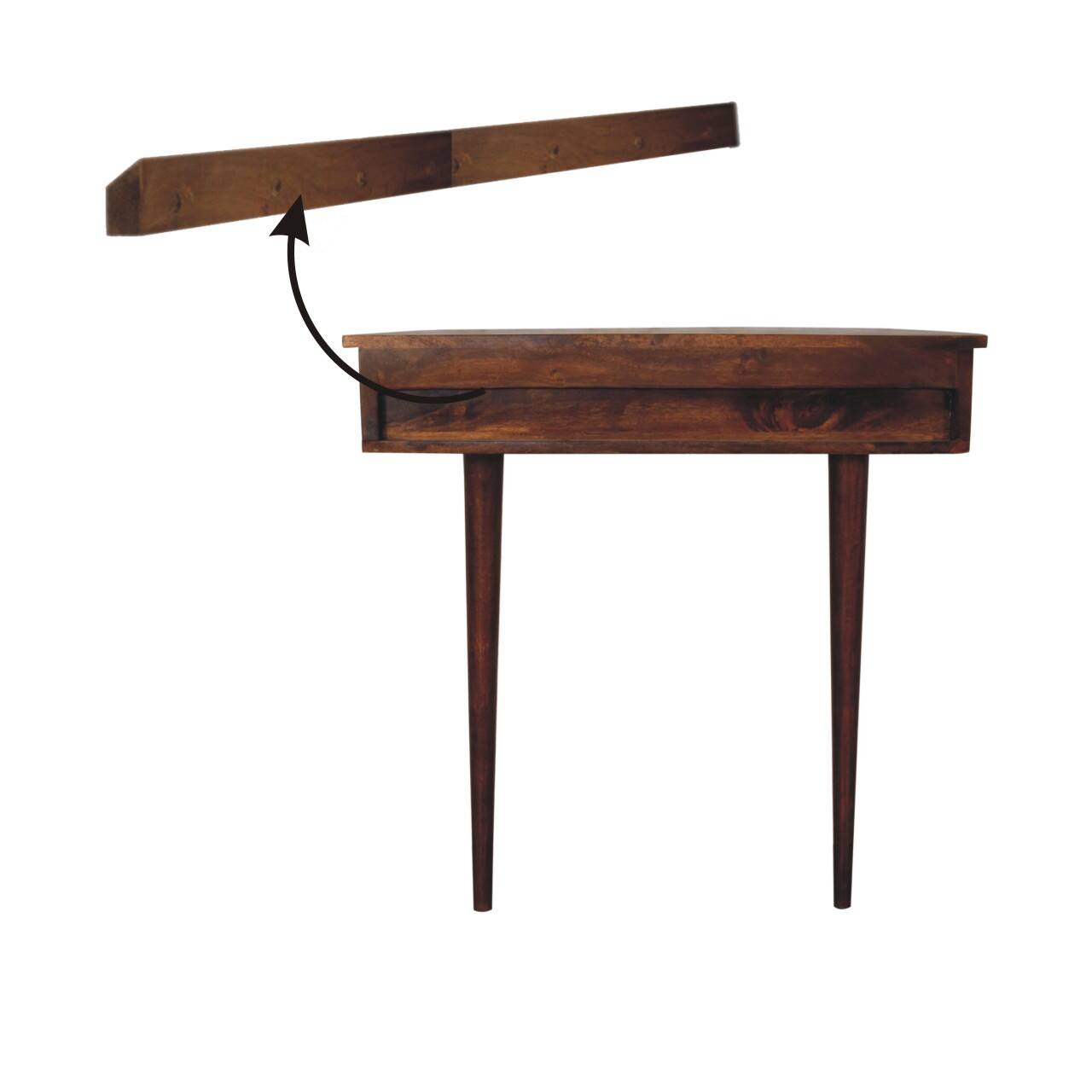 Alt View 8. Artisan Furniture - Artisan Furniture Backless Mounted Chestnut Console, Nordic Style, 1 Drawer - Dark Brown.
