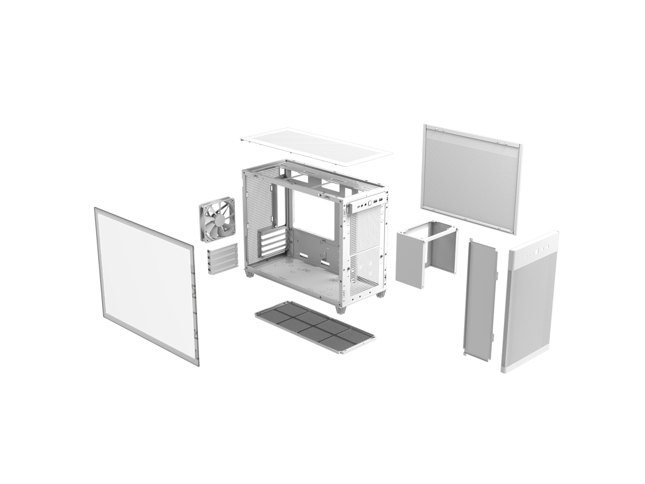 Alt View 9. ASUS - ASUS Prime AP201 White MicroATX Tempered Glass, 338mm GPU, 360mm Cooler, USB-C® - White.