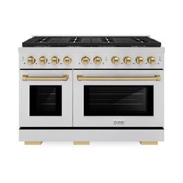 ZLINE - Autograph 48 in. Paramount Dual Fuel Range with 8 Burner DuoPro Cooktop and Bronze Accents (PSDRZ-48-CB) - Stainless Steel
