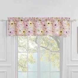 Greenland Home Fashions - Greenland Home Fashion Misty Bloom Bow Tie Window Kitchen Curtain Valance - 84x16" - Pink