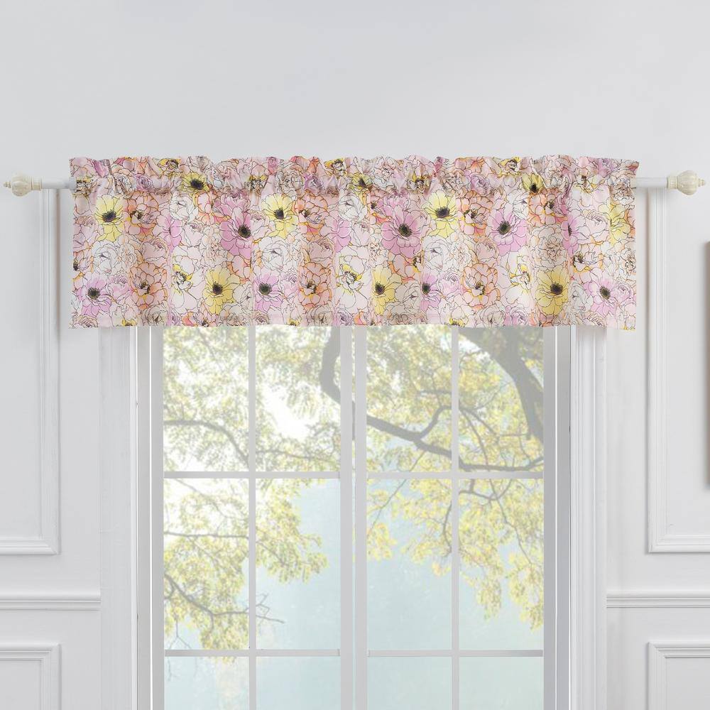 Front. Greenland Home Fashions - Greenland Home Fashion Misty Bloom Bow Tie Window Kitchen Curtain Valance - Pink 84x16" - Pink.