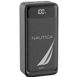 Nautica - Power Bank 30000mAh Portable Fast Charger 22.5W USB-C PD for iPhone and Samsung, LED Battery Percentage Display - Black