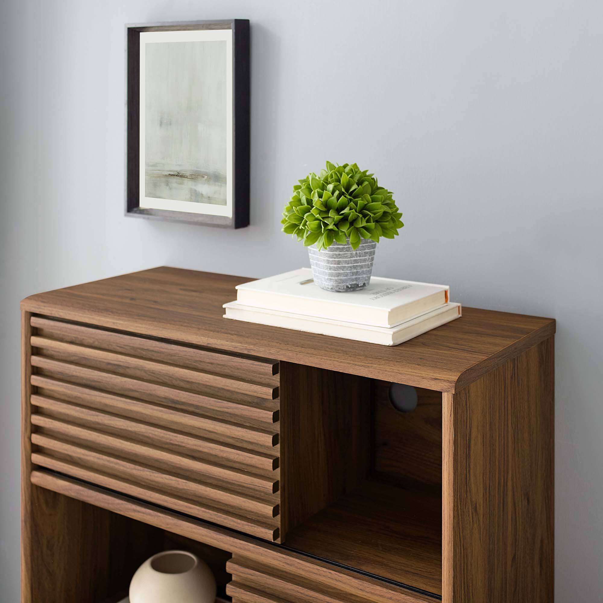 Back. Modway - Render Three-Tier Display Storage Cabinet Stand by Modway - Walnut.