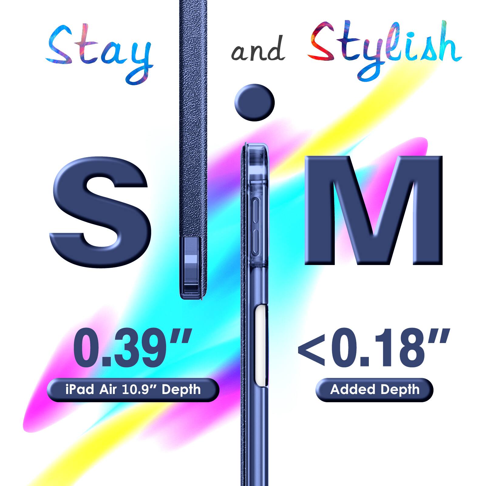 Stay and Stylish  
S M  
0.39" iPad Air 10.9" Depth  
<0.18" Added Depth
