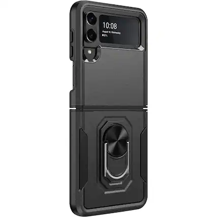 Angle. SaharaCase - Heavy Duty Kickstand Series Case for Samsung Galaxy Z Flip4 - Black.