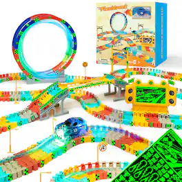 JitteryGit - Race Track Glow in the Dark Toy Set, Coolest Christmas Gift For Kids, Boys, Girls