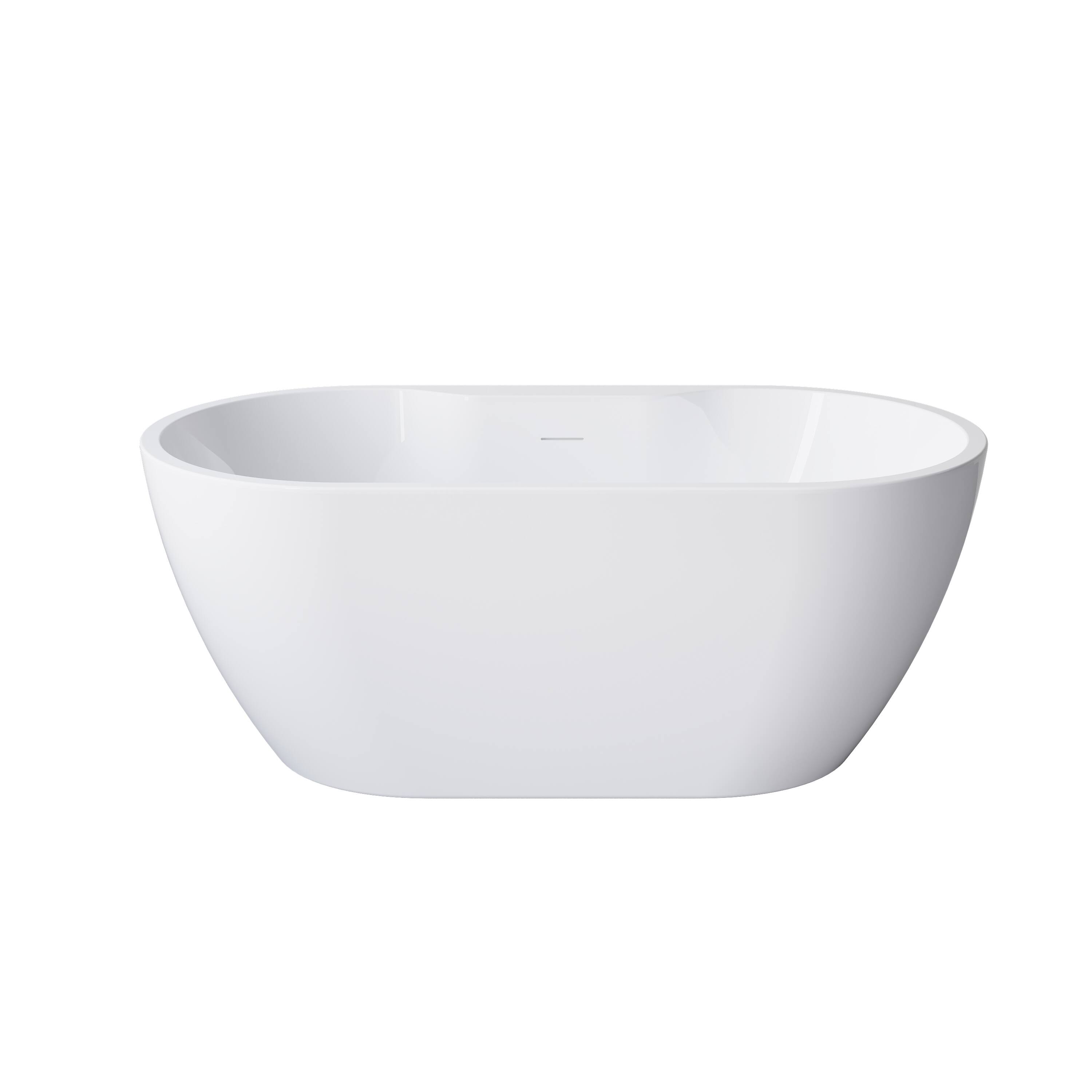 Alt View 10. WELLFOR - Nava 57 in. x 29.5 in. Acrylic Oval Freestanding Soaking Bathtub with Center Drain and Widened Deck for Storage - White.