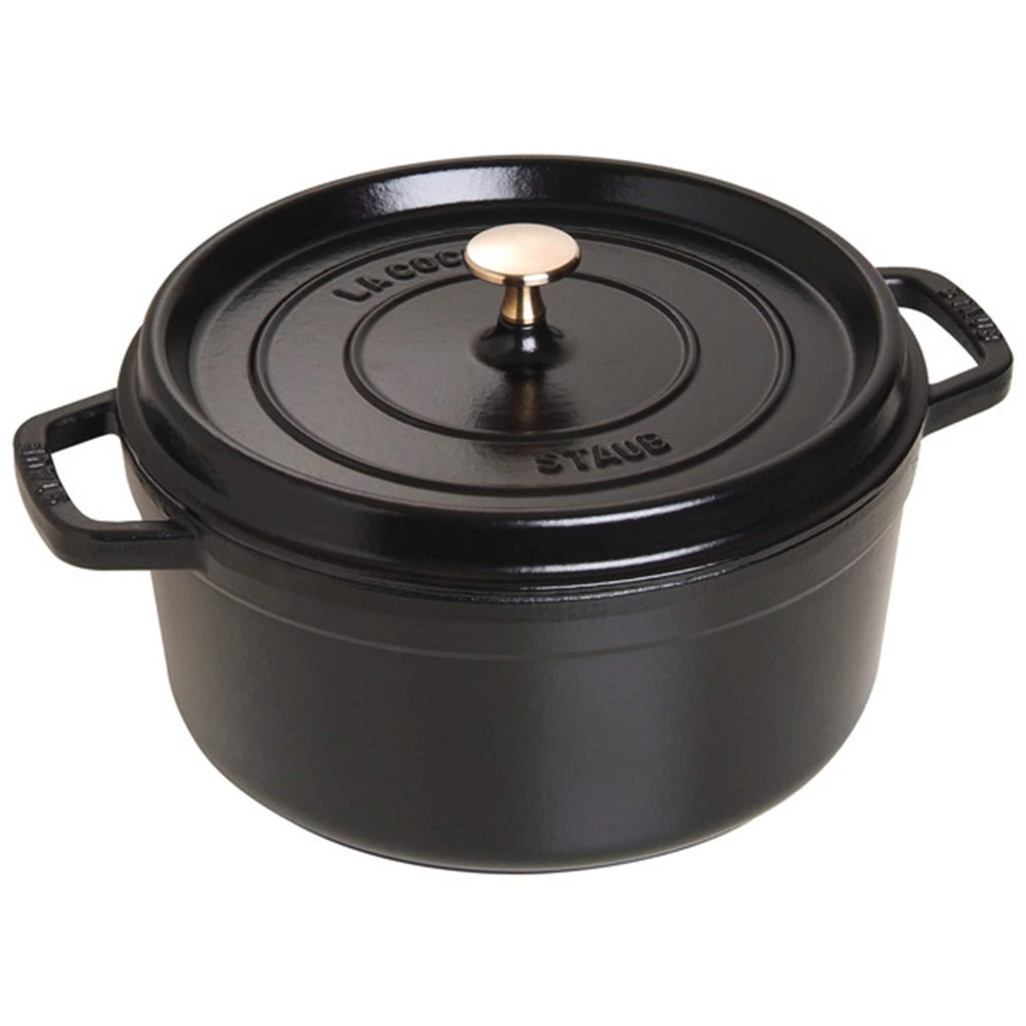 Staub - Cast Iron Round Cocotte, Dutch Oven, 5.5-quart, serves 5-6, Made in France - Matte Black