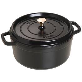 Staub - Cast Iron Round Cocotte, Dutch Oven, 5.5-quart, serves 5-6, Made in France - Matte Black