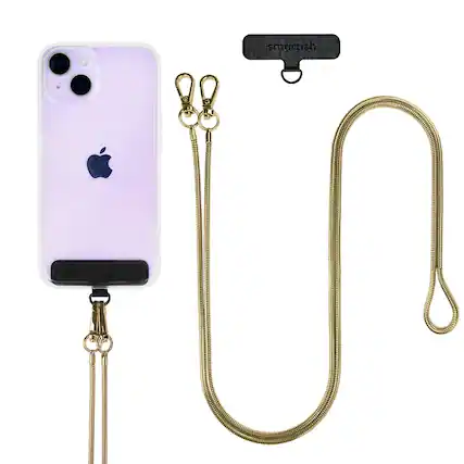 Front. Smartish - Smartish Phone Strap - Case Clinger - iPhone Holder Crossbody Shoulder Neck Lanyard for all Phone Cases - Gold Chain - Gold.