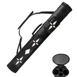 GSE Games & Sports Expert - 2x2 Oval Deluxe Hard Billiard Pool Cue Stick Carrying Case, Billiard Cue Case - Black/White Star