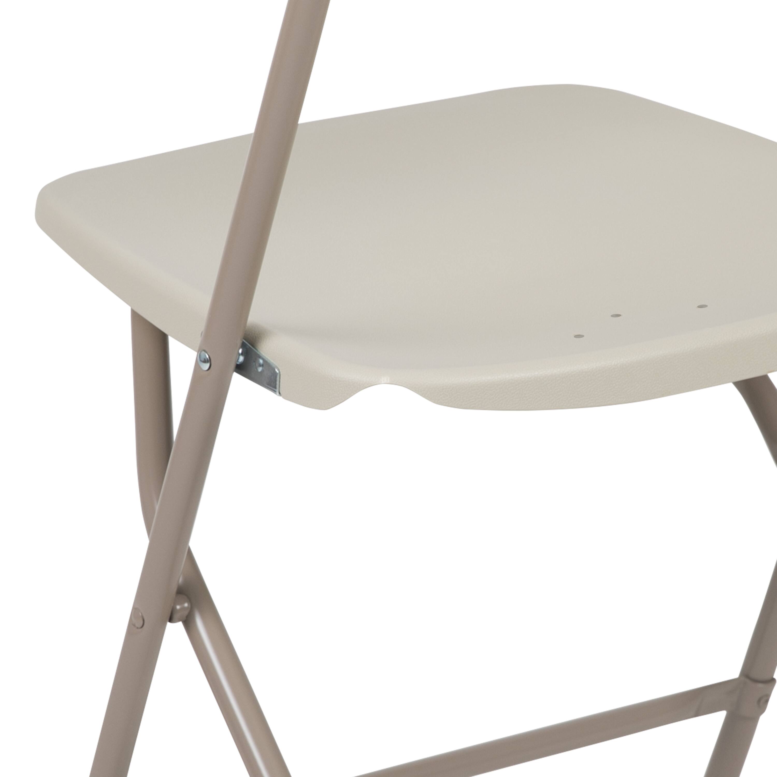 Alt View 10. Emma + Oliver - Set of 10 Stackable Folding Plastic Chairs - 650 LB Weight Capacity - Beige.