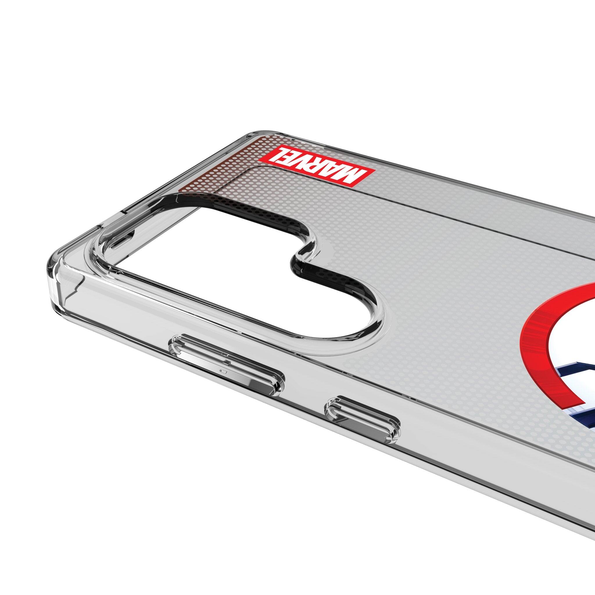 Left. Keyscaper - Marvel Grid Clear Phone Case - Samsung Galaxy S22 Plus - Sam Wilson Captain America.