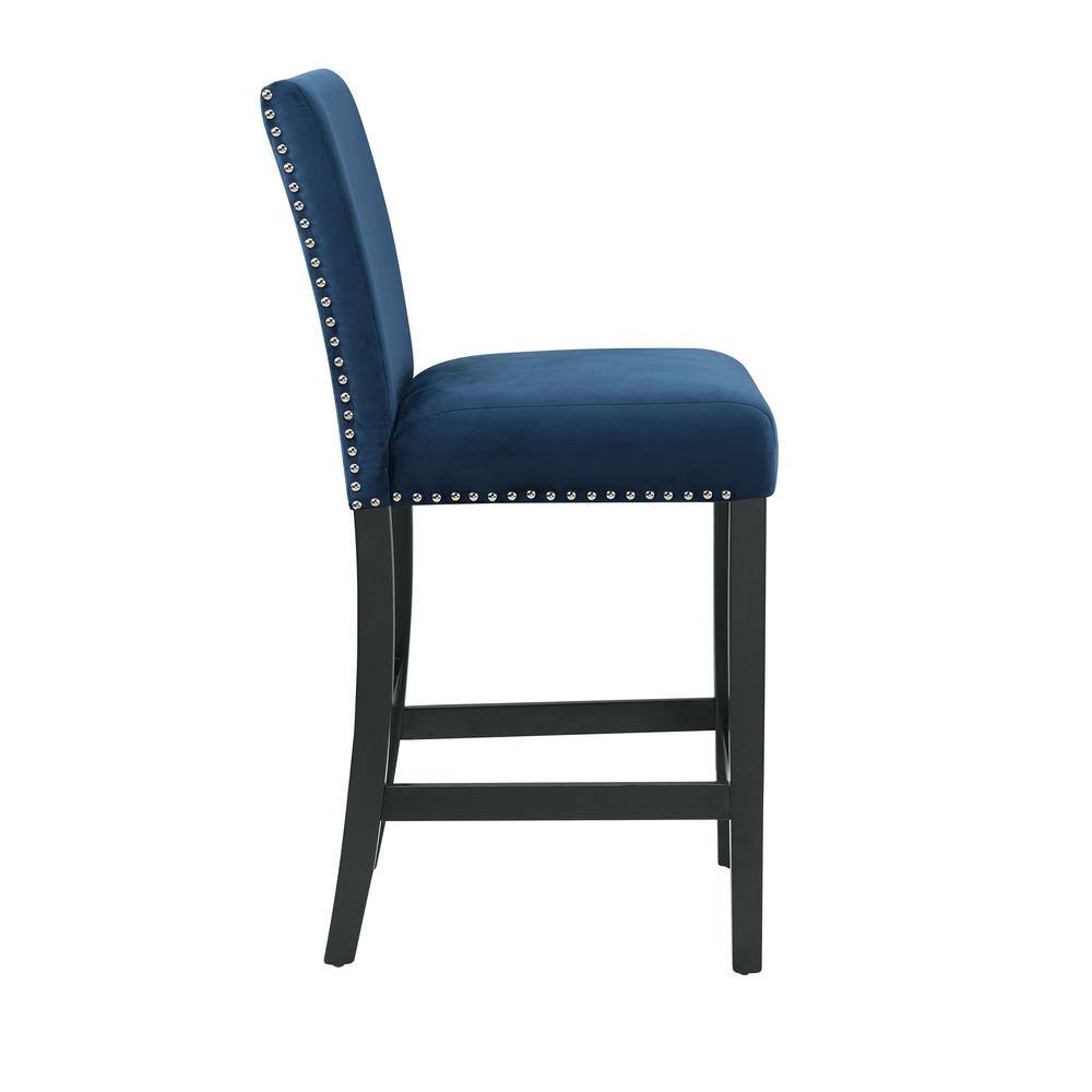 Back. New Classic Furniture - Furniture Celeste 39.5" Wood Counter Chair in Blue (Set of 2) - Blue.