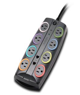 Kensington - SmartSockets® Standard Adapter K62690NA – 8‑Outlet Surge Protector with 8‑Foot Cord, 2490 Joules - Gray
