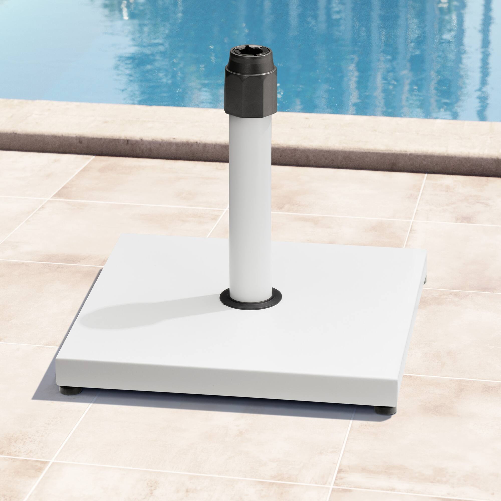 Angle. Crestlive Products - Crestlive Products 45lbs Wind-Resistant Heavy Duty Patio Umbrella Base for Outdoor Use with Windproof Design - White.