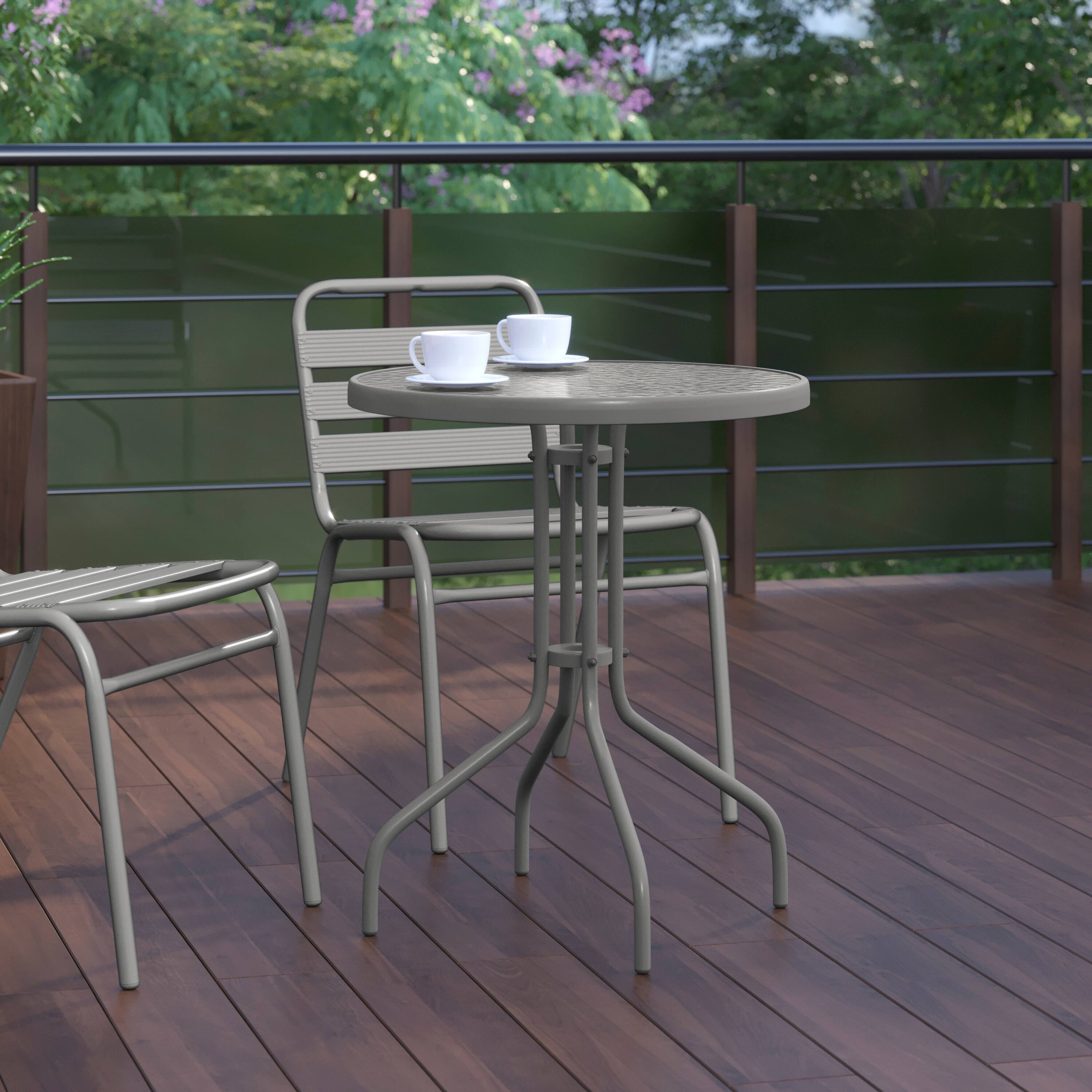 Alt View 3. Flash Furniture - Bellamy 23.75'' Silver Round Tempered Glass Metal Table - Gray.