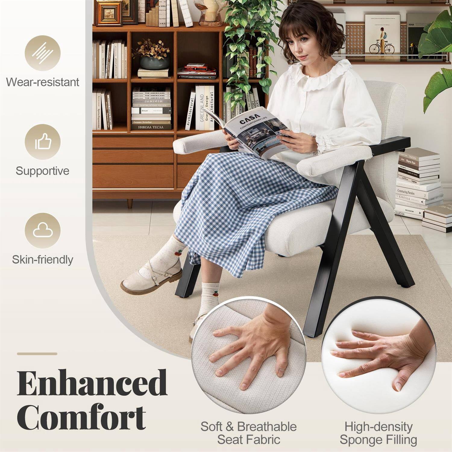 Wear-resistant  
Supportive  
Skin-friendly  

Enhanced Comfort  
Soft & Breathable Seat Fabric  
High-density Sponge Filling