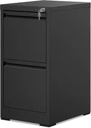 Front. U-HOMY - 2 Drawer File Cabinet with Lock – Compact Metal Filing Cabinet for Home Office, Under Desk Storage Solution.
