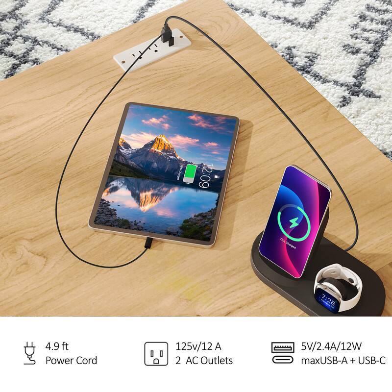 N 20rCharged 12:09 78% Charged 7:28 4.9 ft Power Cord 125v/12 A 2 AC Outlets 5V/2.4A/12W maxUSB-A + USB-C