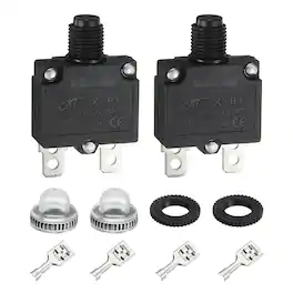 Unique Bargains - 2pcs 6A Thermal Circuit Breaker, 125/250V AC,32V DC, Manual Reset Push Button, Waterproof Caps, Quick Connect X-B1 - Black