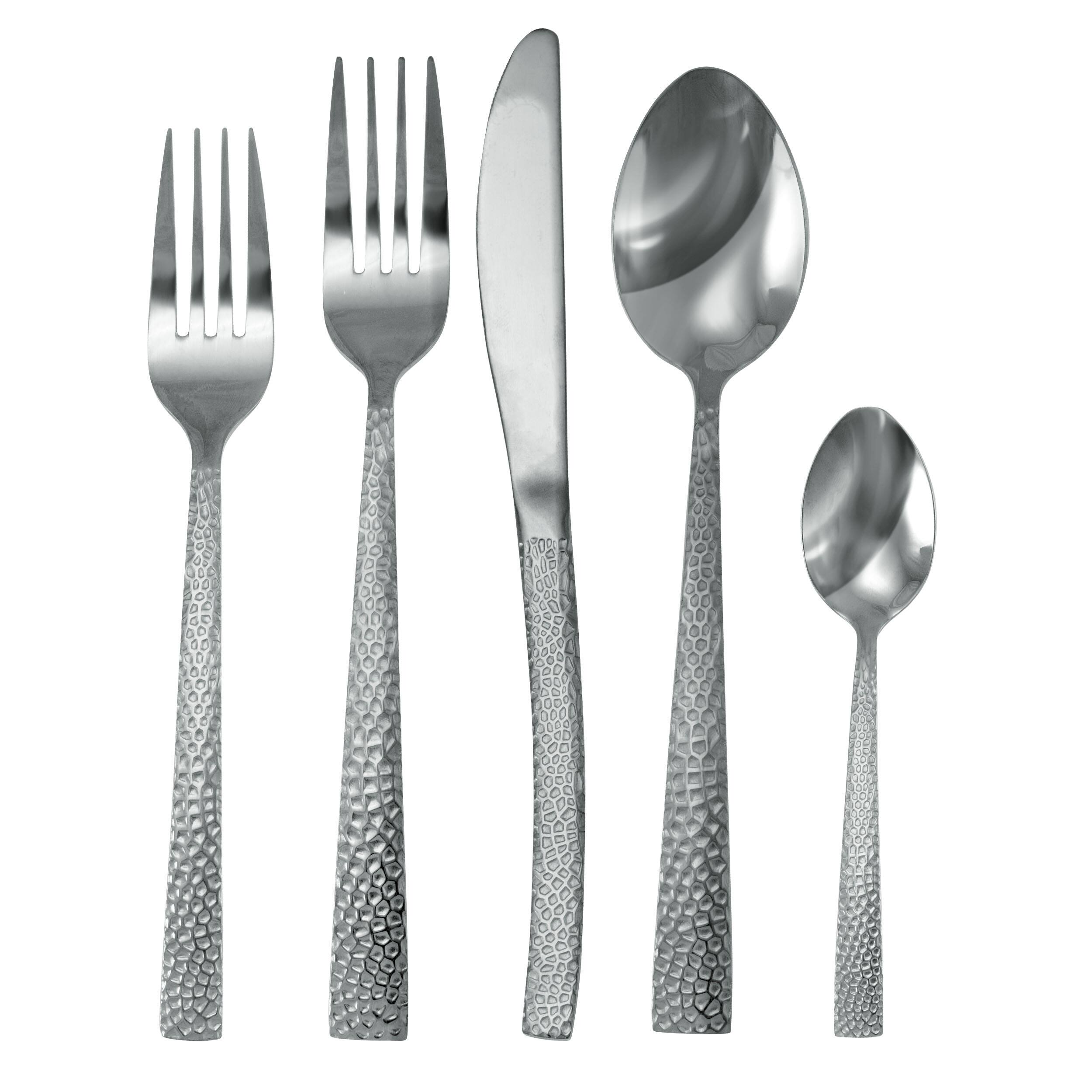 Alt View 6. MegaChef - MegaChef Baily 20 Piece Flatware Utensil Set, Stainless Steel Silverware Metal Service for 4 in Silver - Silver.
