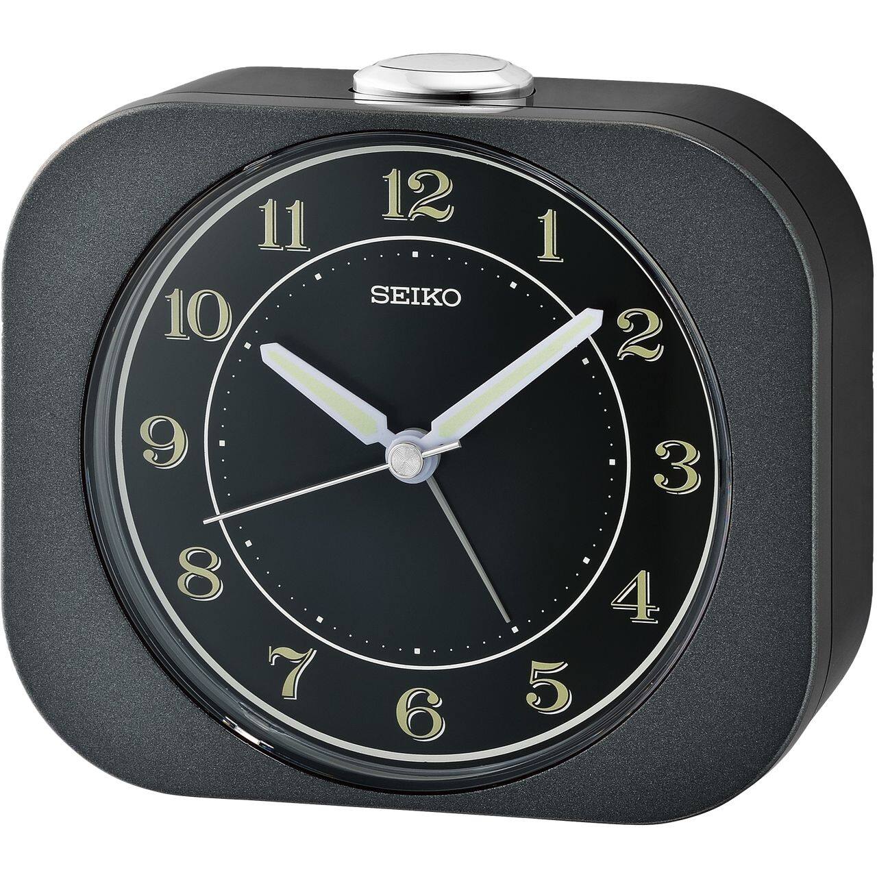 Front. Seiko - Seiko 4" Kyoda Alarm Clock - Black - Black/Black.