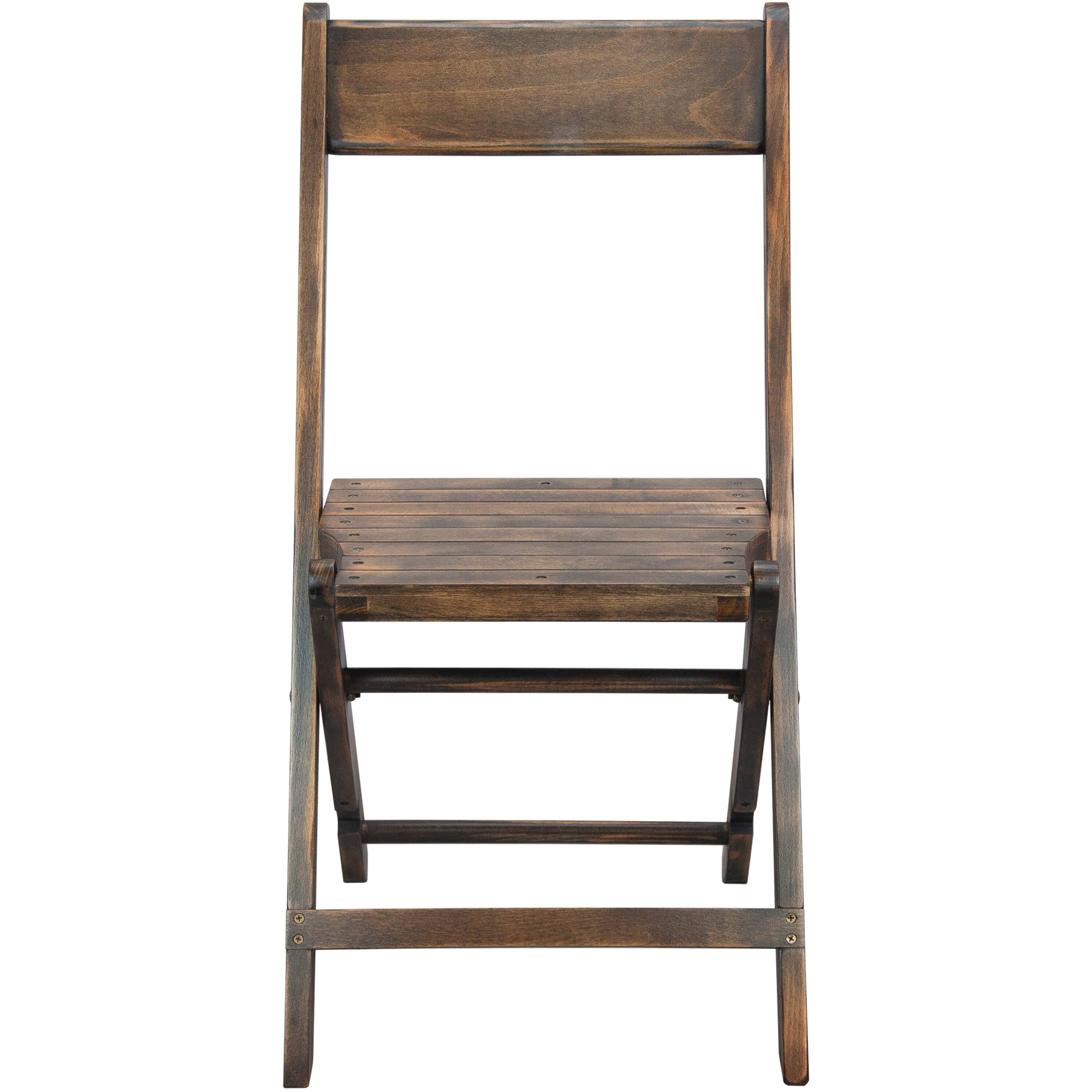 Alt View 3. Emma + Oliver - 4-pack Slatted Wood Folding Wedding Chair - Antique Black.