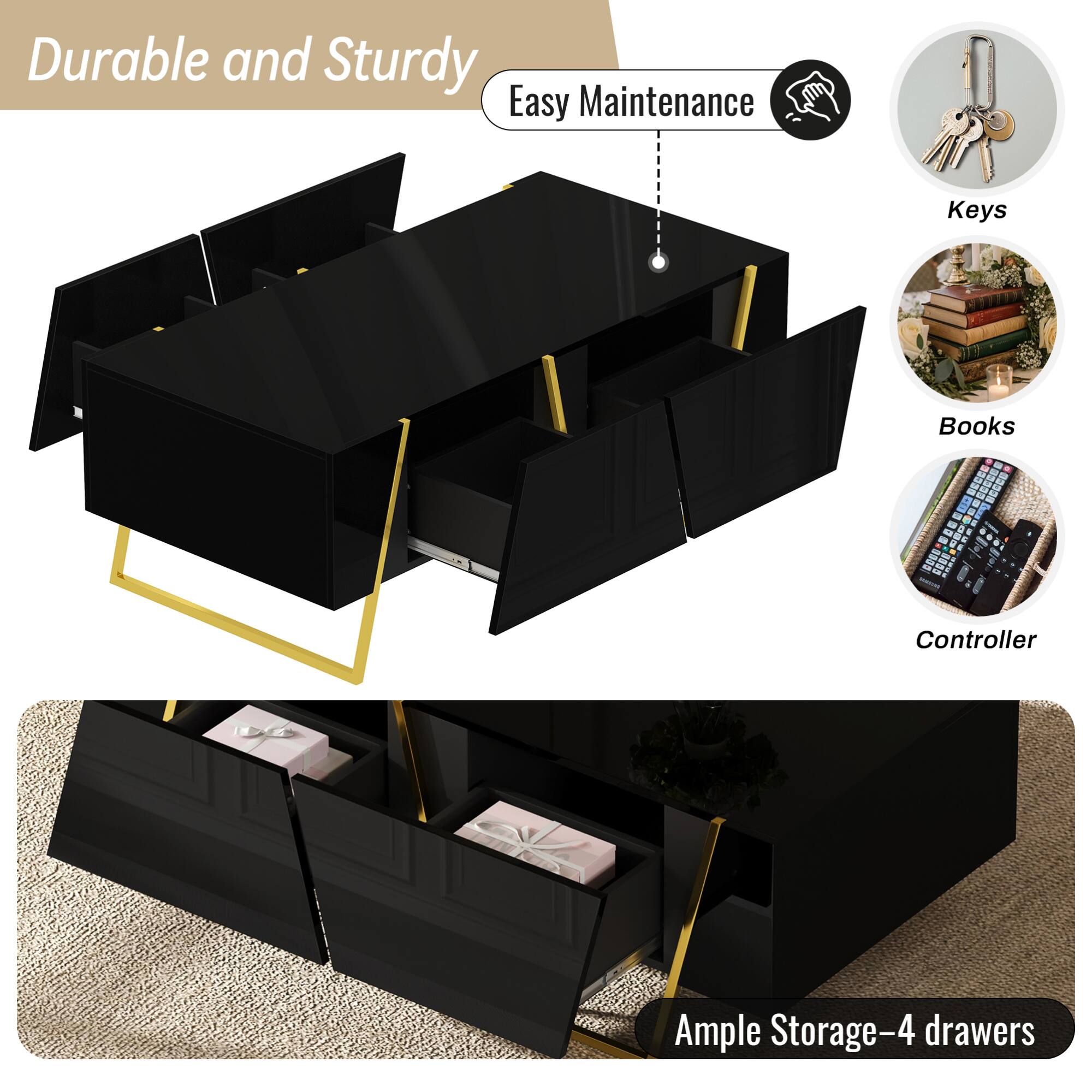 Durable and Sturdy

Easy Maintenance

Keys
Books
Controller

Ample Storage - 4 drawers