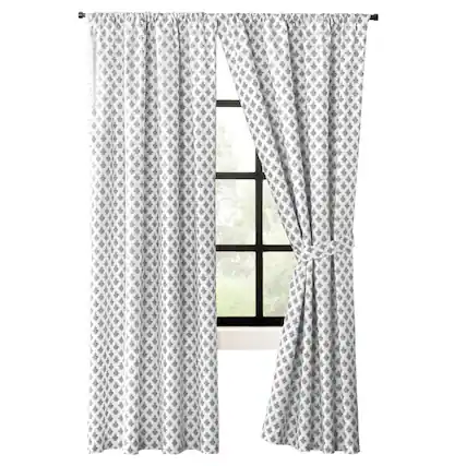 Front. Ellis Curtain - Ellis Curtain Manchester Window Treatment 3" Rod Pocket 100% Cotton Curtain Panel Pairs 100" x 63" Black - Black.