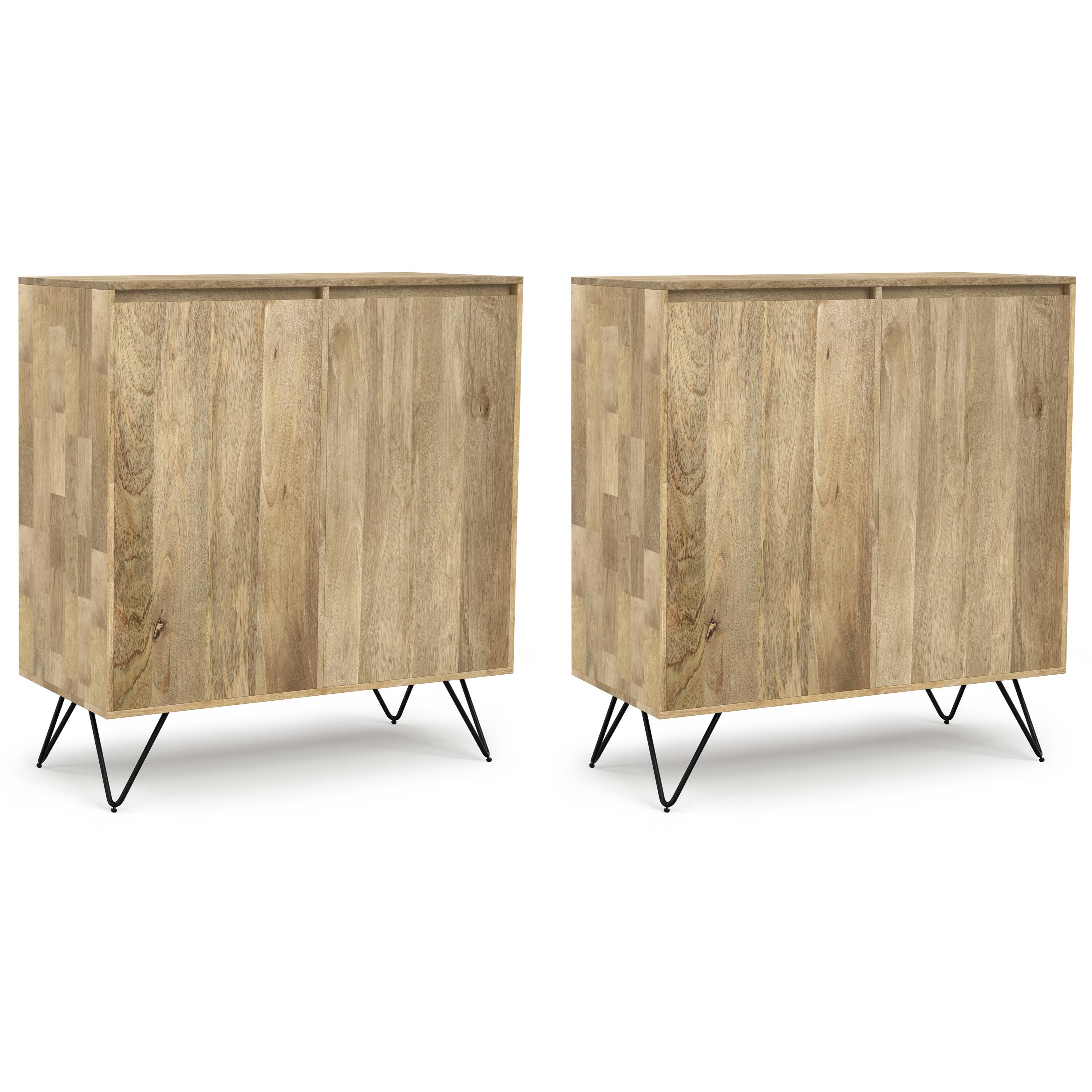 Front. Simpli Home - Hunter Solid Mango 39 inch Storage Cabinet in Natural Color (Set of 2) - Natural.