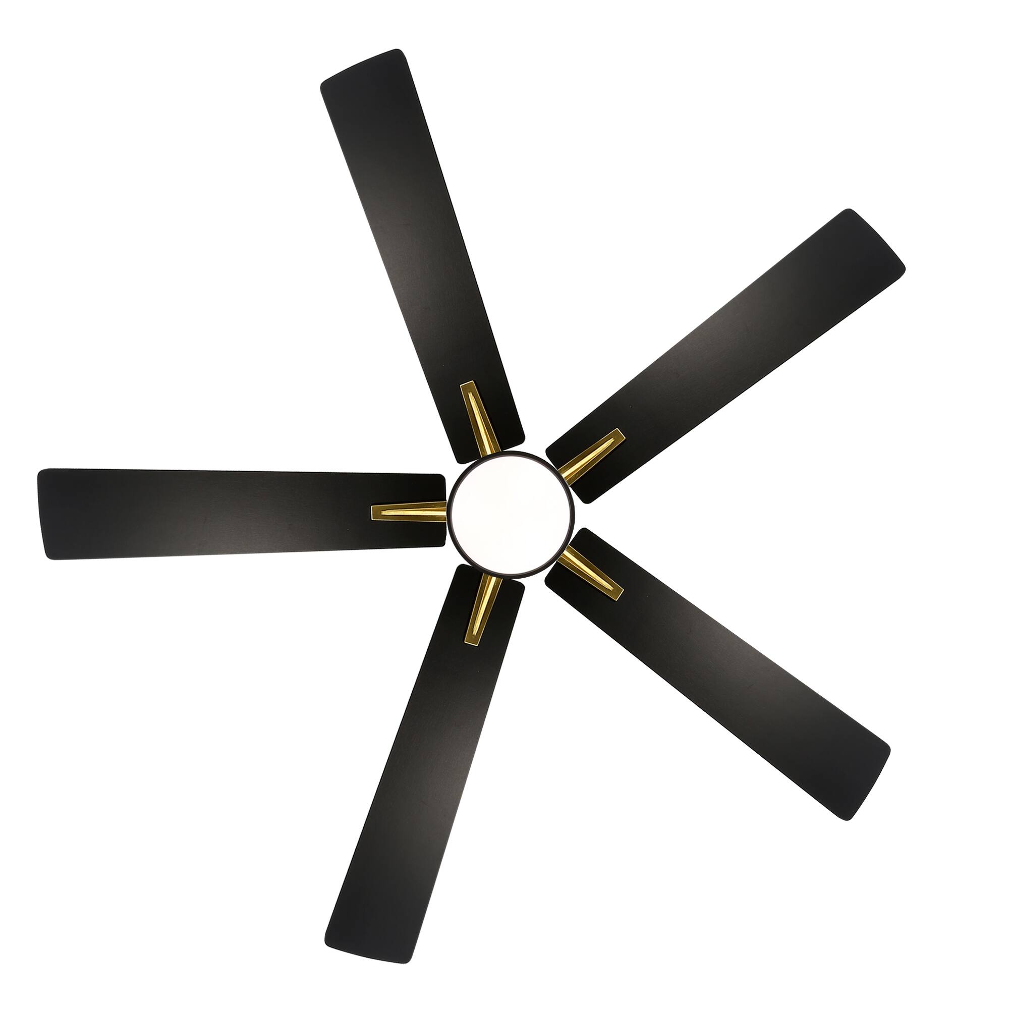 Alt View 6. Breezary - 52-Inch Indoor LED Ceiling Fan with 5 Plywood Blades, DC Motor, 5/10'' Downrods, Remote Control, Reversible, for Bedroom - Gold and Black.