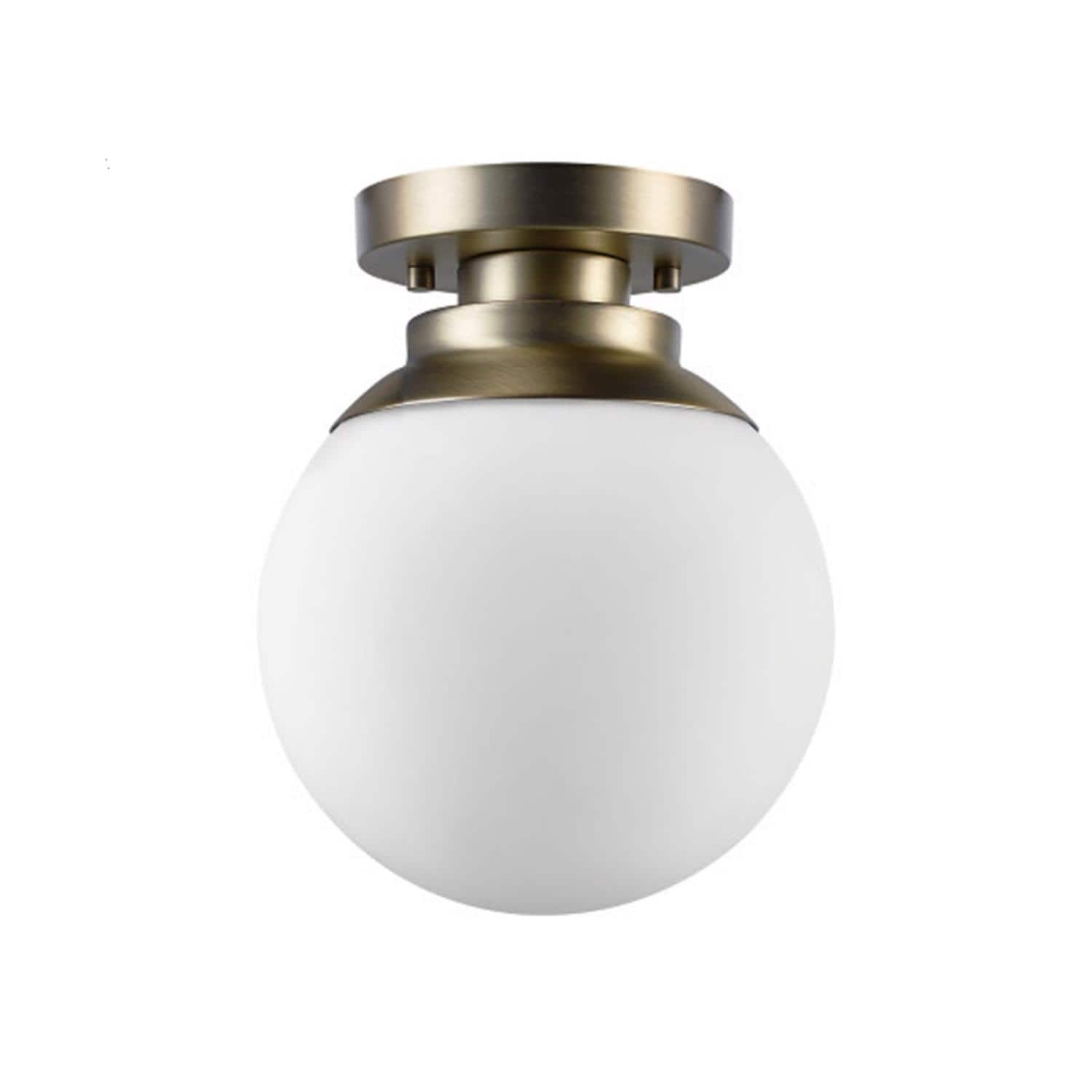 Globe Electric - Portland 9.91 in. H X 8 in. W X 8 in. L Brass White Ceiling Light