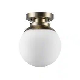 Globe Electric - Portland 9.91 in. H X 8 in. W X 8 in. L Brass White Ceiling Light