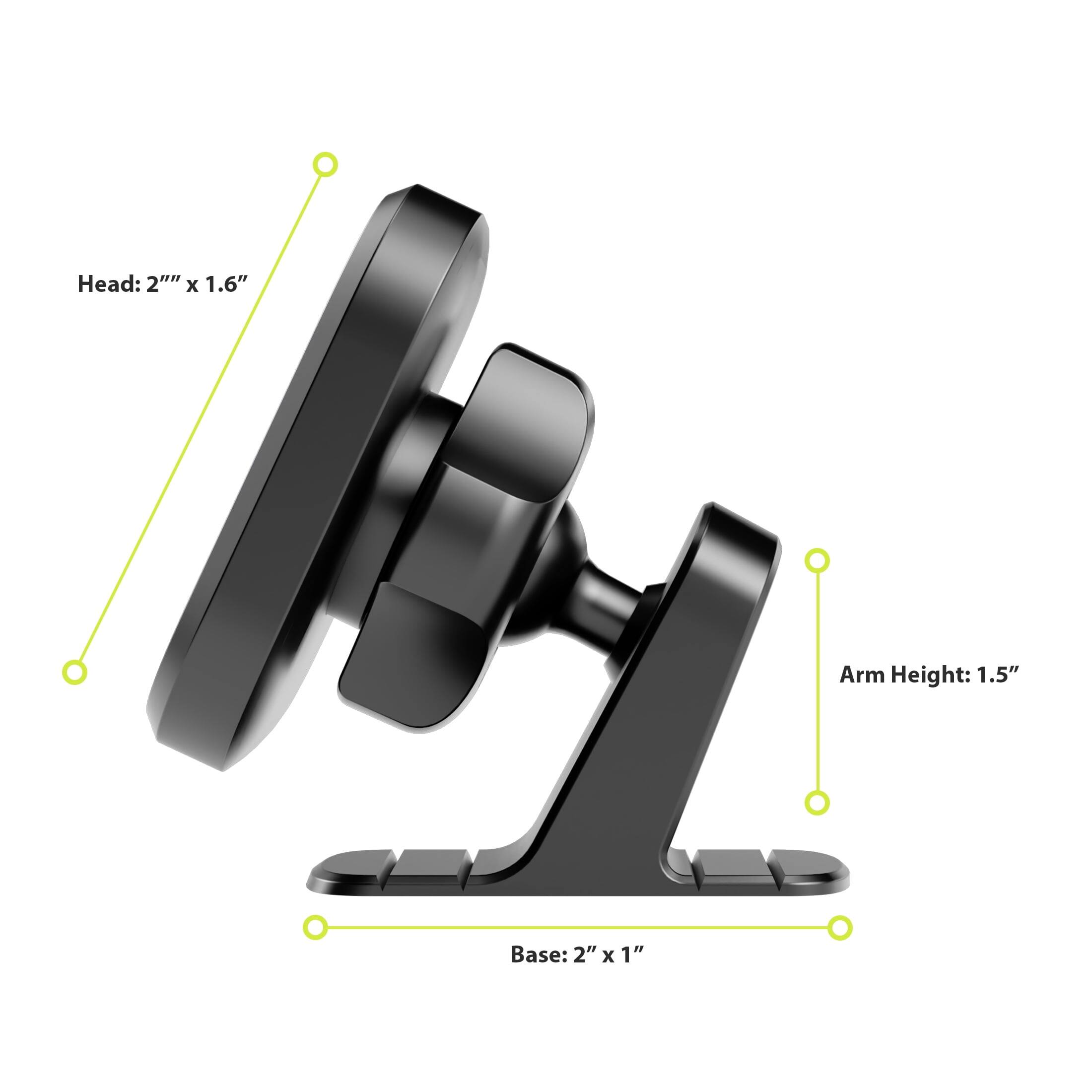 Head: 2" x 1.6"  
Arm Height: 1.5"  
Base: 2" x 1"