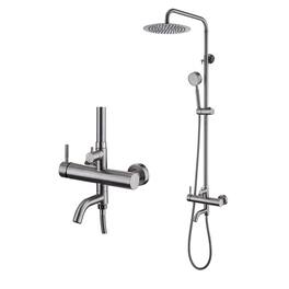 Dazzed Corner - Outdoor Shower Kit, High Pressure Head & Handheld - Brushed Nickel
