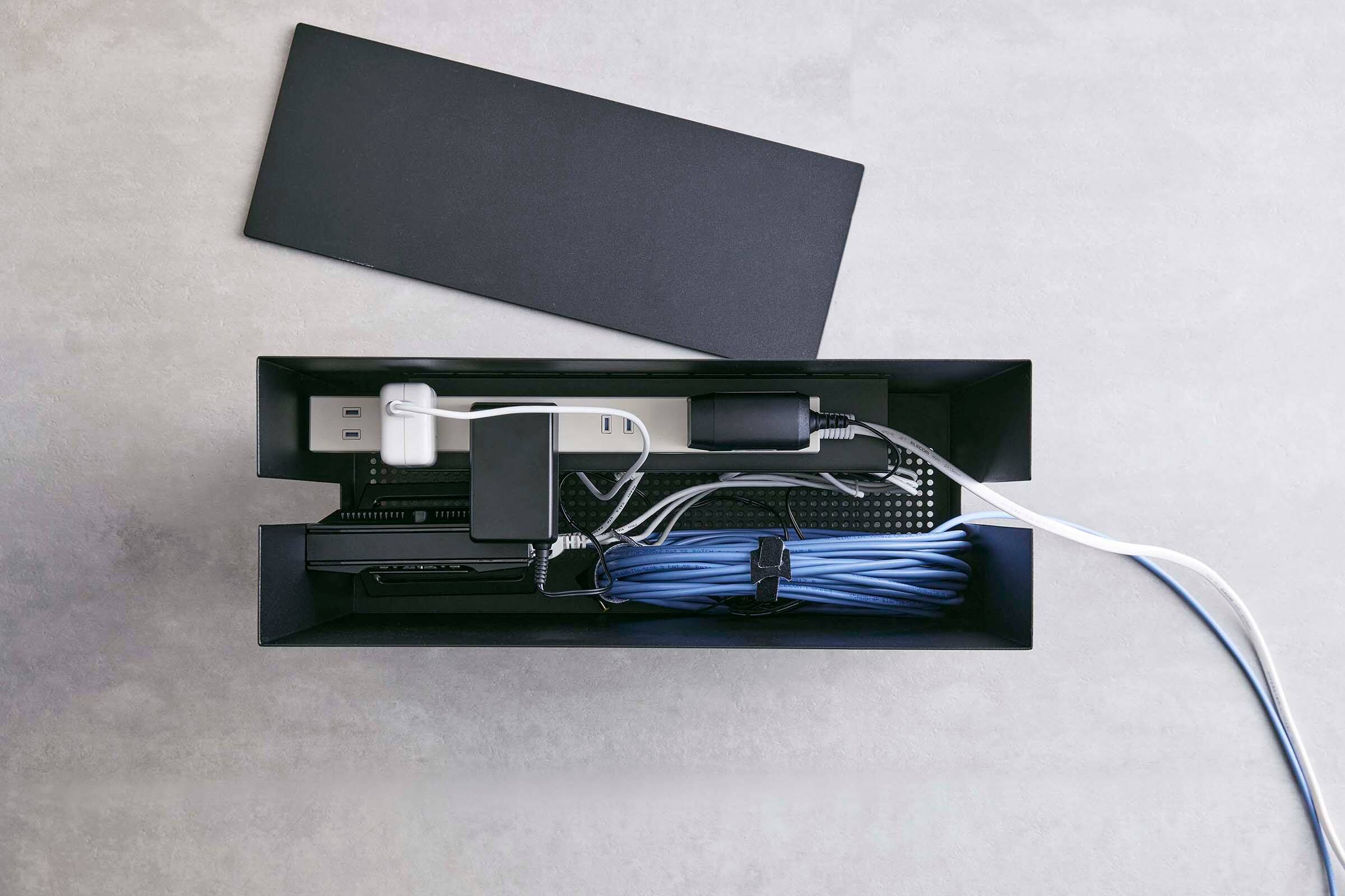 Alt View 3. Yamazaki Home - Rolling Cable Management Box - Steel.