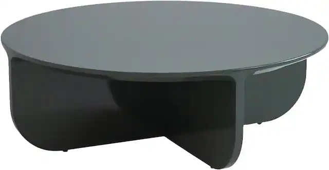 Front. Acanva - Modern Round Coffee Table, High Glossy Center Tables for Living Room Home Office Reception - Gloss olive green.
