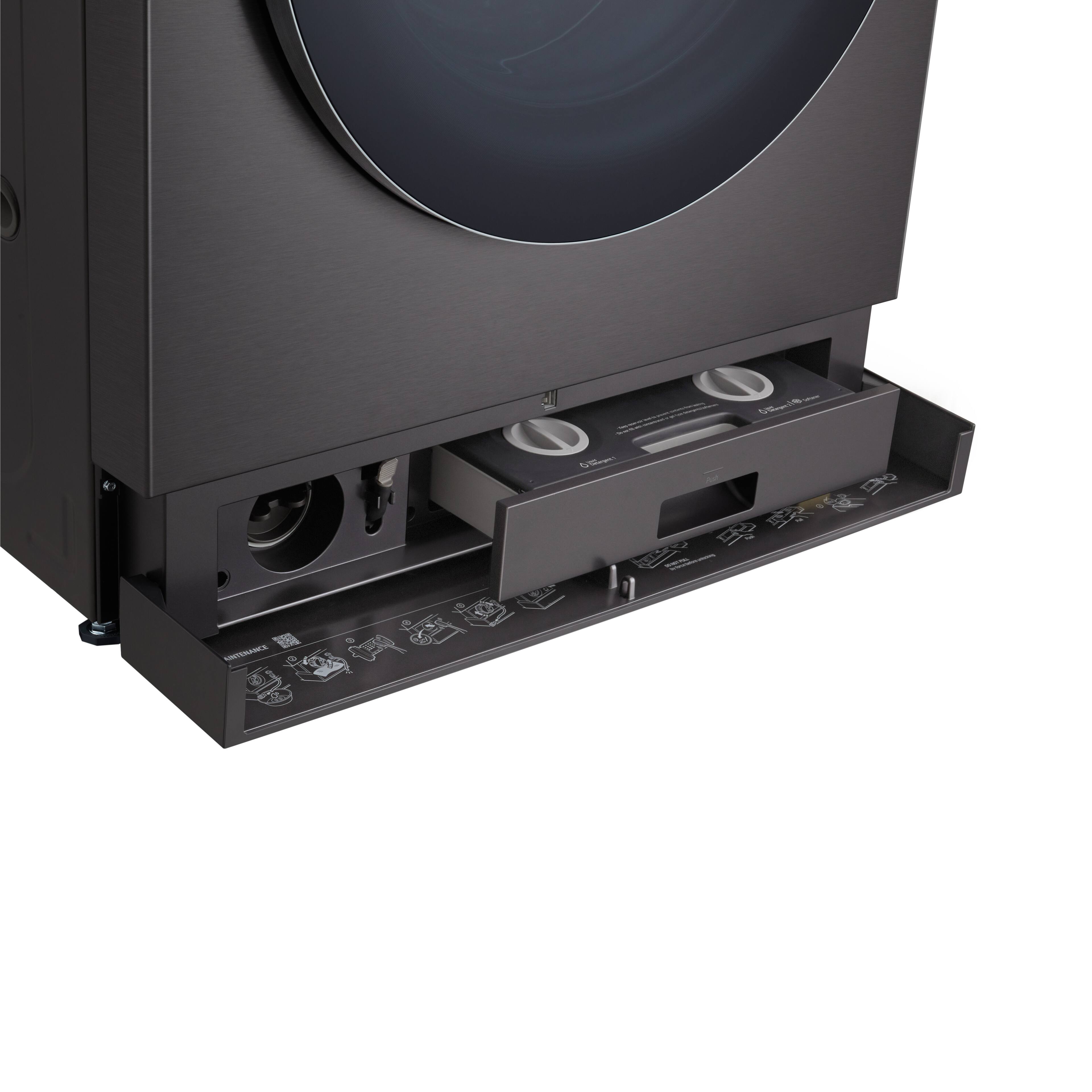 Alt View 13. LG - SIGNATURE 5.8 Cu. Ft. High-Efficiency Stackable Smart Front Load Washer with Steam and ezDispense - Brushed Black Steel.