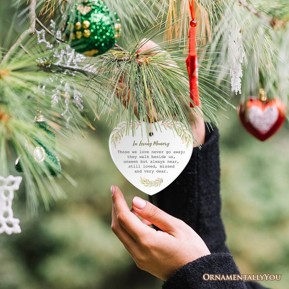 In Loving Memory  
Those we love never go away;  
they walk beside us,  
unseen but always near,  
still loved, missed  
and very dear.  

ORNAMENTALLY YOU