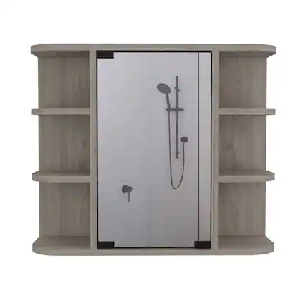 Front. Treevol Furniture - Milano Medicine Cabinet,Bathroom,Light Gray - Light Gray.
