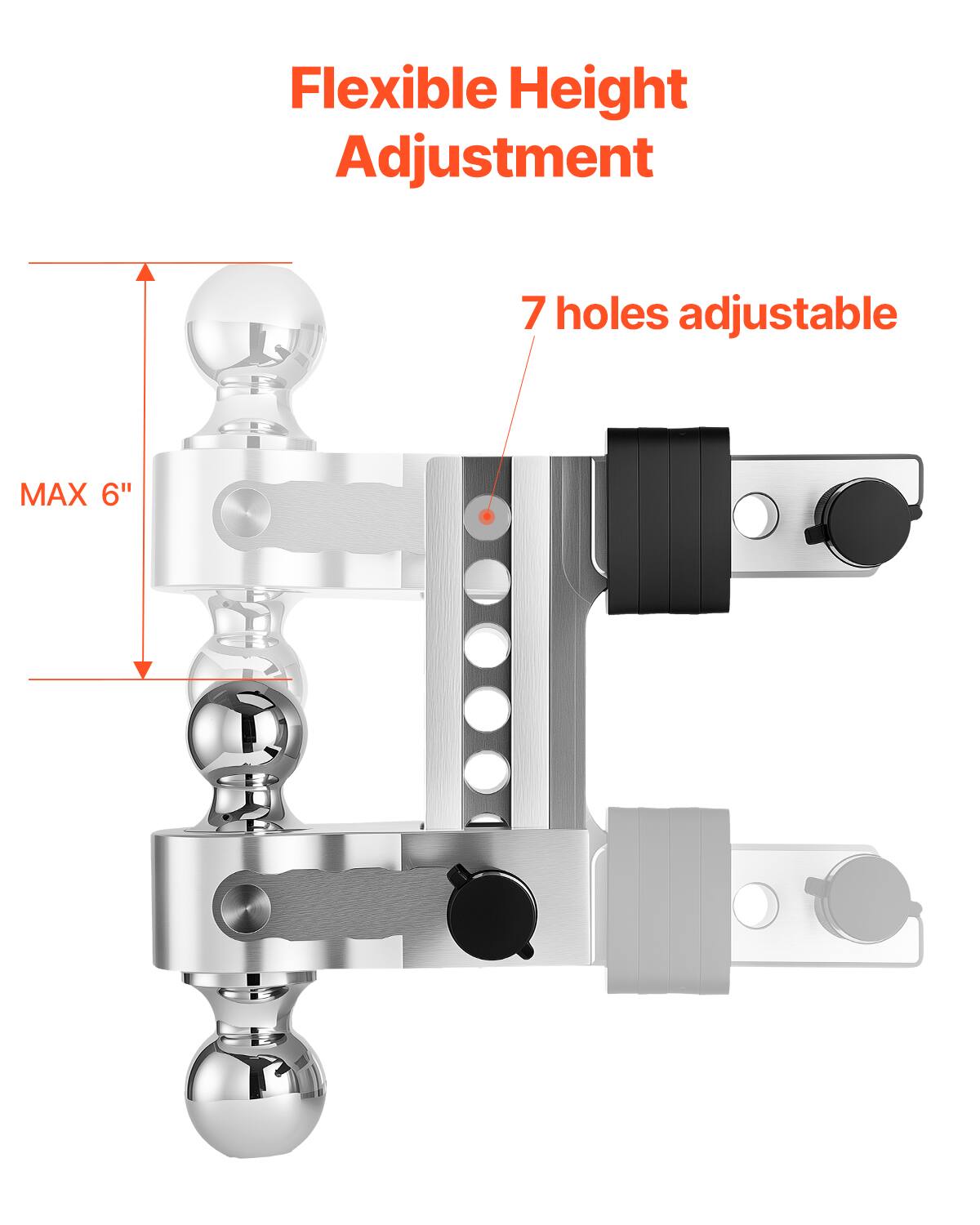 Flexible Height Adjustment

7 holes adjustable

MAX 6"