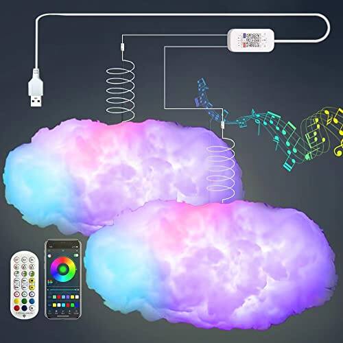 MAGICAL RUBS 3d Big Cloud Lightning Light Kit Music Sync Warm White ...
