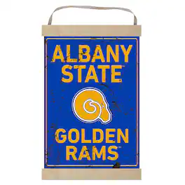 Jardine - Albany State Golden Rams Faux Rust Banner Sign - Blue
